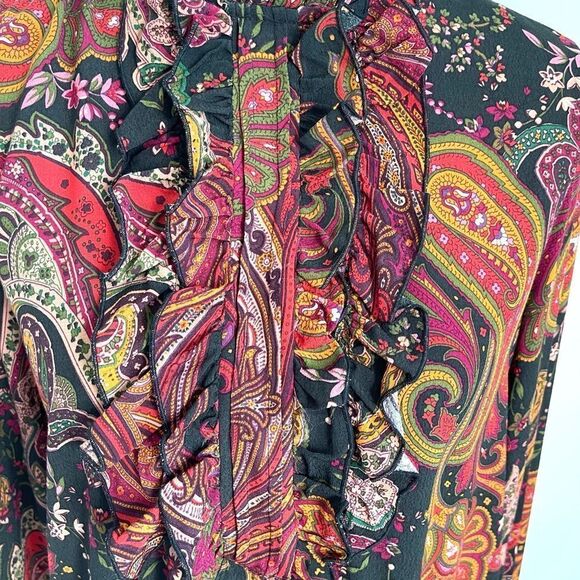 Zara Long Sleeve Floral Piasley Print Blouse - Picture 2 of 7
